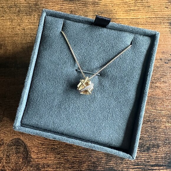 David Yurman Cable Wrap Necklace in 18K Yellow Gold w/ Citrine & Diamonds - 17" - Picture 1 of 16